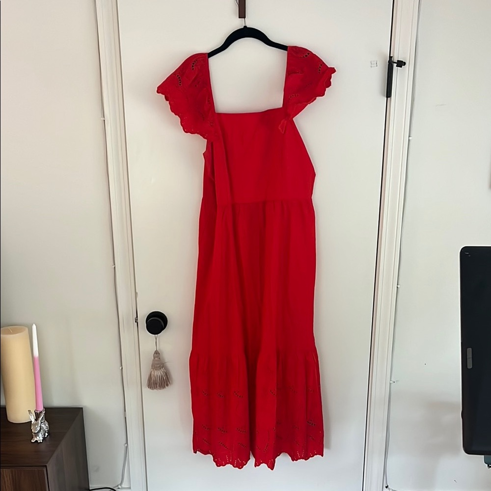 Red Eyelet Maxi Dress